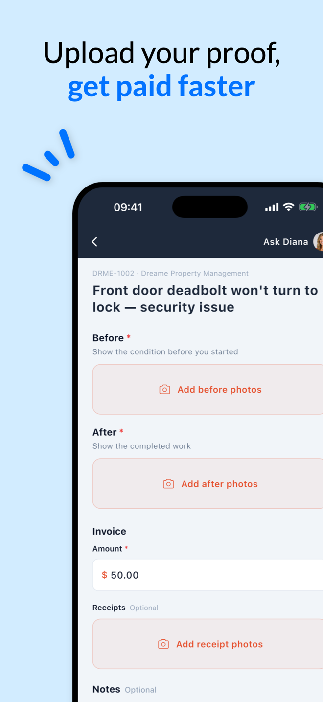Upload your proof, get paid faster