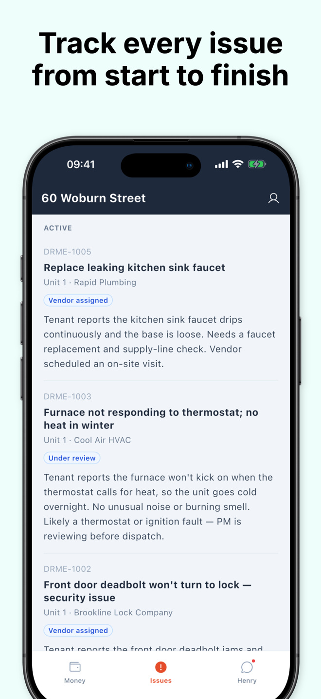 Track every issue from start to finish
