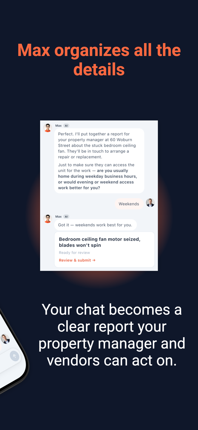 Max organizes your chat into a clear report